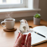 Wish Keeper Songbird dandelion resin bird decor with whole preserved dandelion clock, handmade Canada