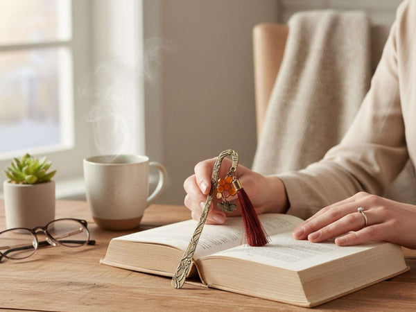 Honey bee bookmark handmade antique bronze honeycomb resin with dripping honey effect and bee charm