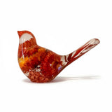 Copper Ember Strawflower resin songbird with real dried orange strawflowers and copper leaf base decor