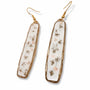 Bloom Cascade earrings with pressed Queen Anne lace flowers in gold frame, rose gold butterfly accents, minimalistic boho dangle design