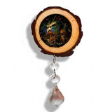 Midnight Forest Suncatcher mushroom resin wood suncatcher with real forest botanicals and obsidian stones, handmade Canada