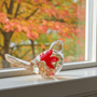 Maple Leaf Songbird - Handmade Resin Bird Maple Leaf & Gold Accents