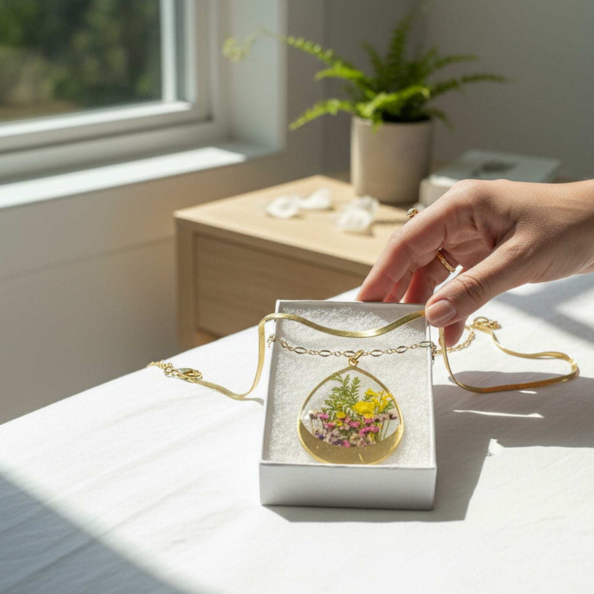 Garden Serenity - Handmade Pressed Flower Multi-Layer Resin Necklace