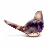 Fluorite Garden Bird | Handmade Pansy & Fluorite Gemstone Resin Bird