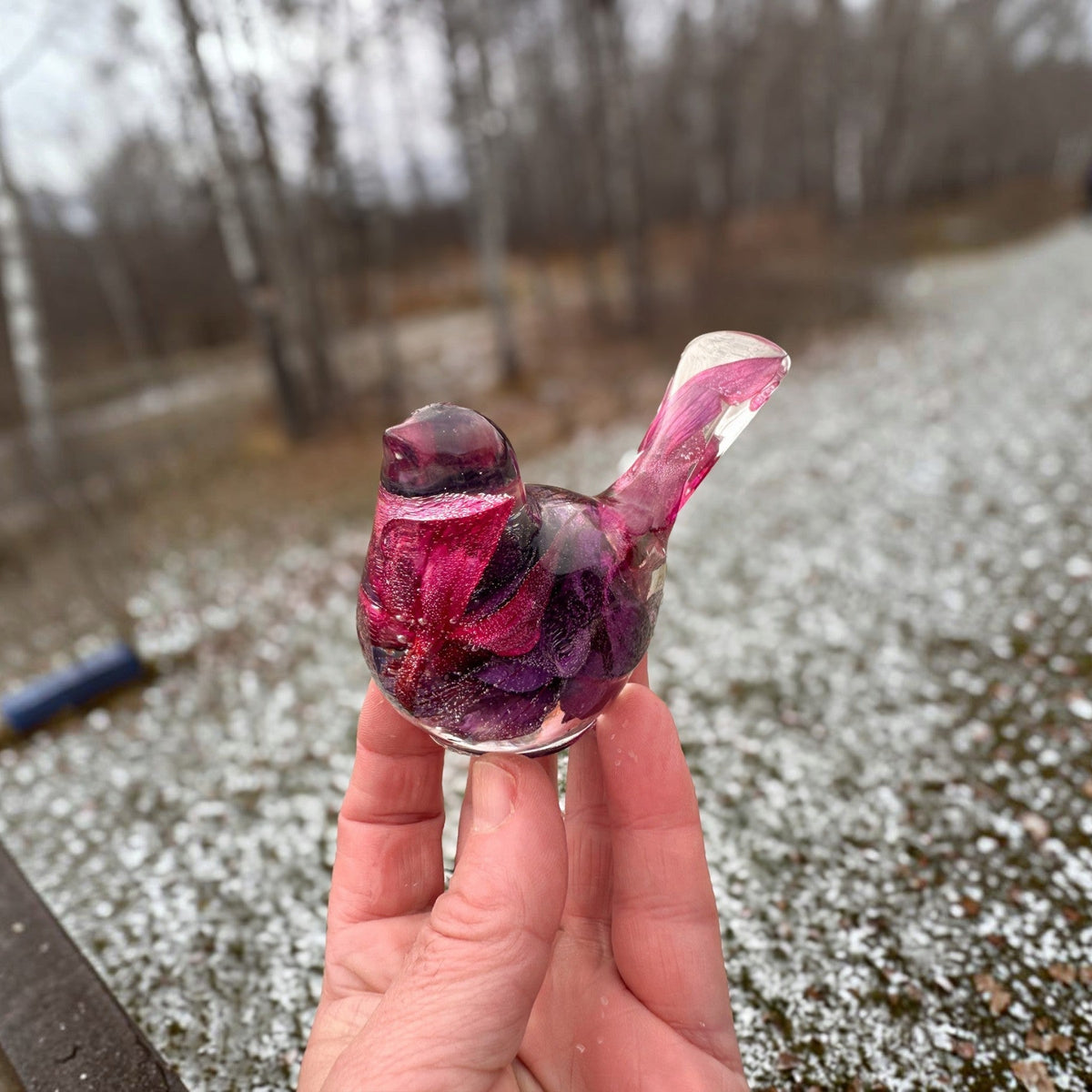 Garden Velvet Songbird | Fuchsia Resin Bird Decor