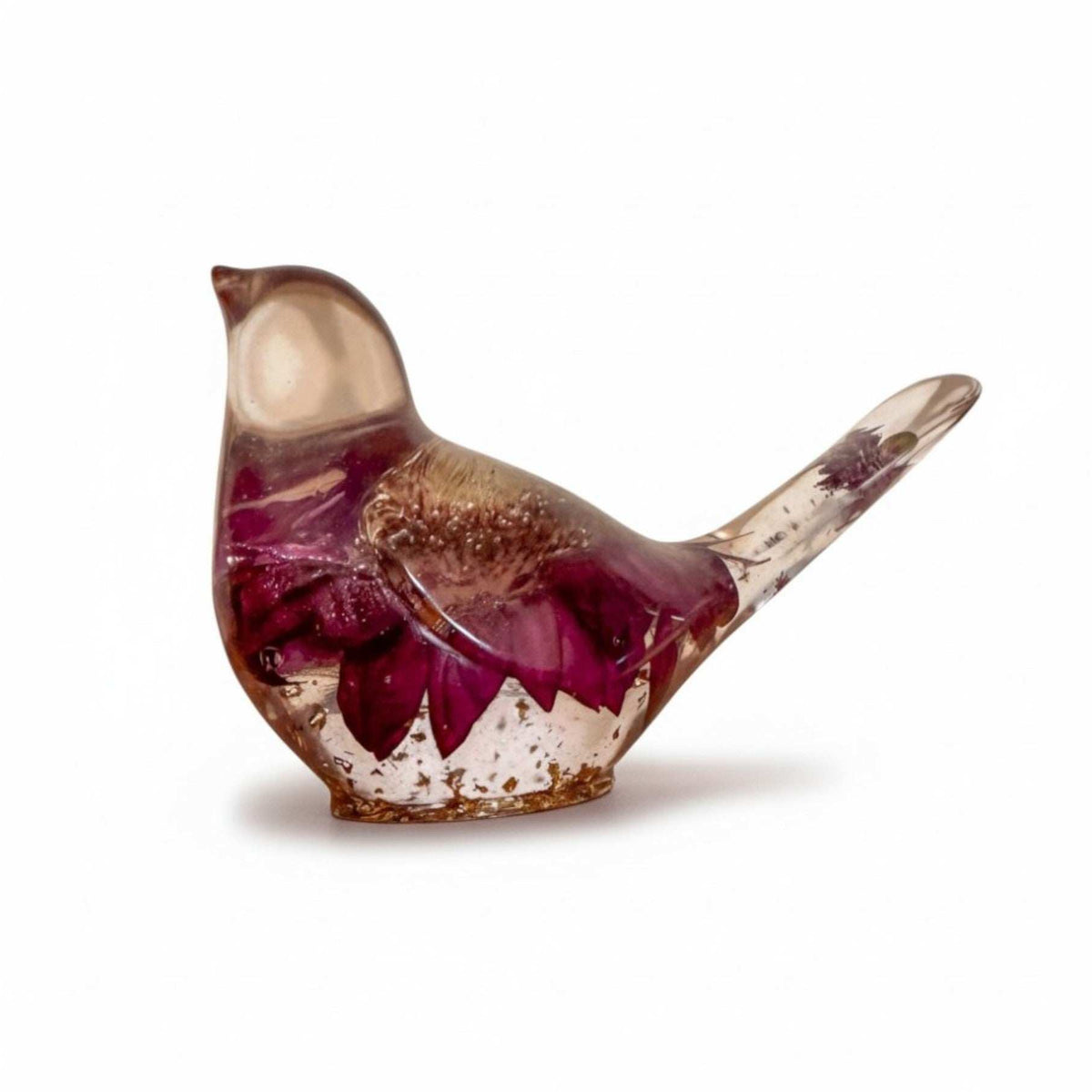 Enchanted Songbird - Handmade Purple Gerbera Daisy Resin Bird Decor