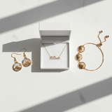 Gold Mountain Jewelry Set - Northern Lights Bracelet Pendant Earrings