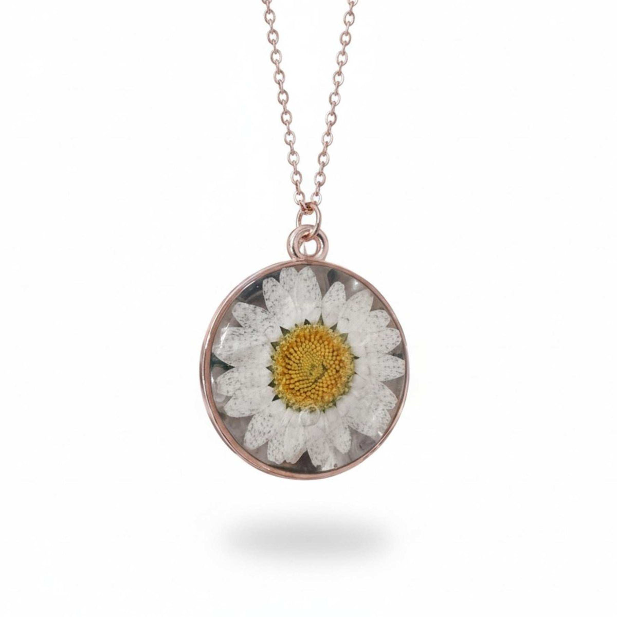 Daisy Timeless Pendant – Real Pressed Flower in Minimalist Resin Charm