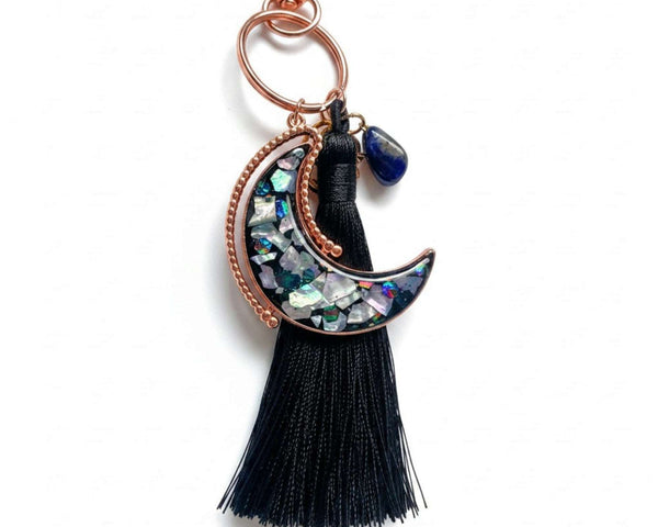 Aurora Moon Spinner Charm - Two Sided Northern Lights Keychain