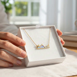 Handmade Gold Mountain Pendant Necklace with Northern Lights