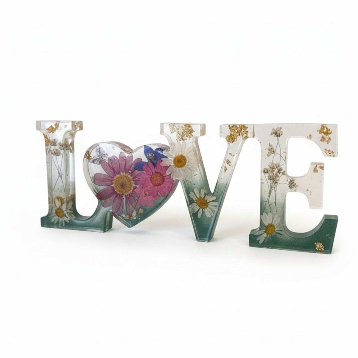 Floral Resin Love Sign: Meadow Song Handmade Botanical Decor