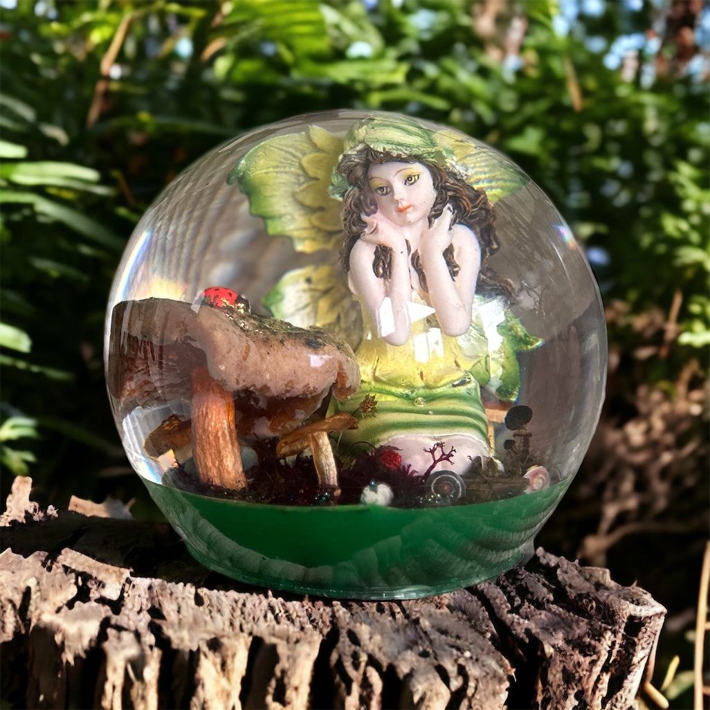 Fairy Resin Sphere: Whimsical Forest Delight with Glowing Base