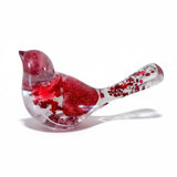 Lovebird Resin Figurine: Unique Handmade Bird Decor with Red Hearts