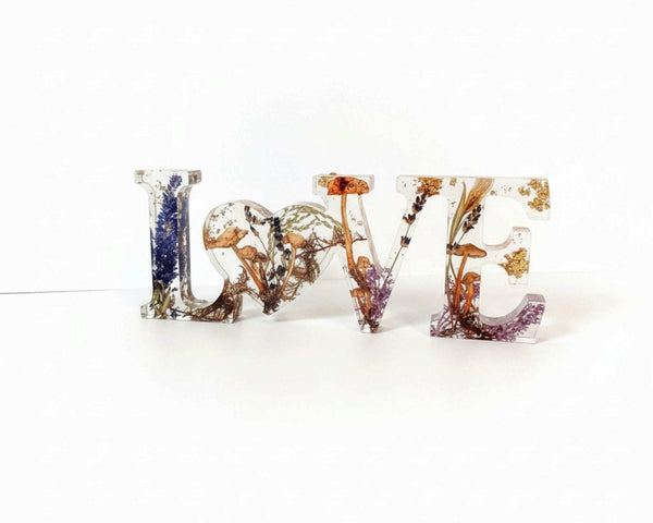 Boreal Mushroom LOVE Word Art | Resin Mushroom Decor