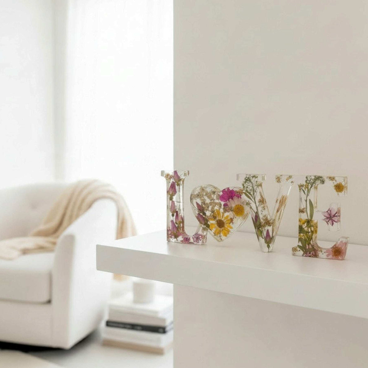 Wild Rose LOVE Word Art | Pressed Flower LOVE Word Art