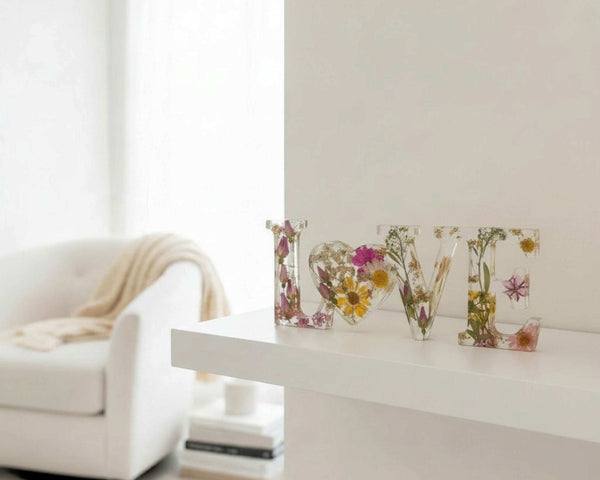 Wild Rose LOVE Word Art | Pressed Flower LOVE Word Art