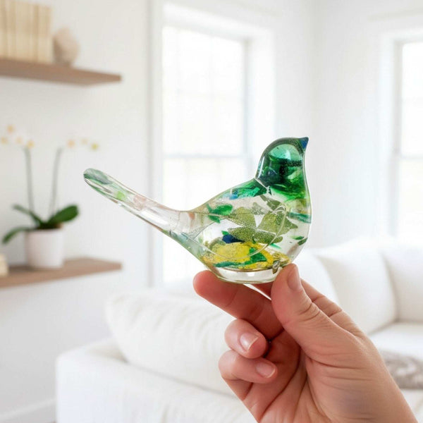 Lucky Four Leaf Clover Bird: Handmade Resin Bird with Four Leaf Clover