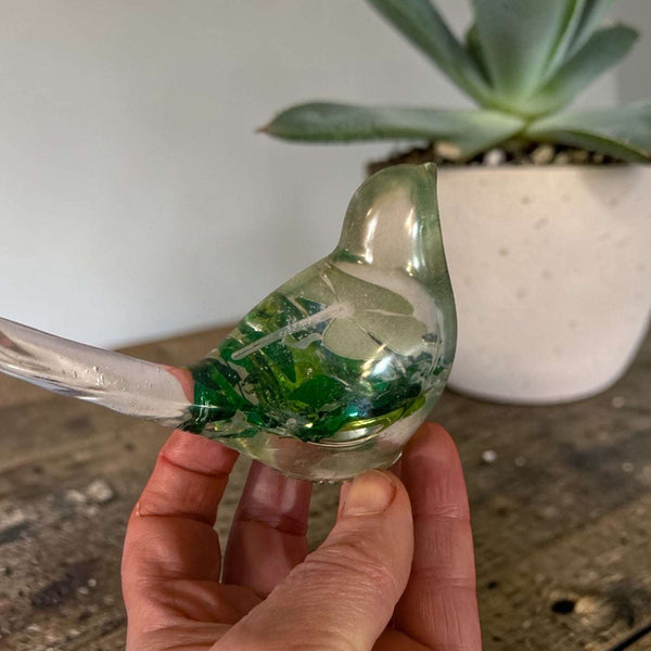 Lucky Four Leaf Clover Bird: Handmade Resin Bird with Four Leaf Clover