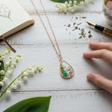 Birth Month Teardrop Pendant -Custom Order Real Pressed Flower Jewelry