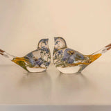 Memorial resin bird, a handmade keepsake holding real dried flowers in clear resin