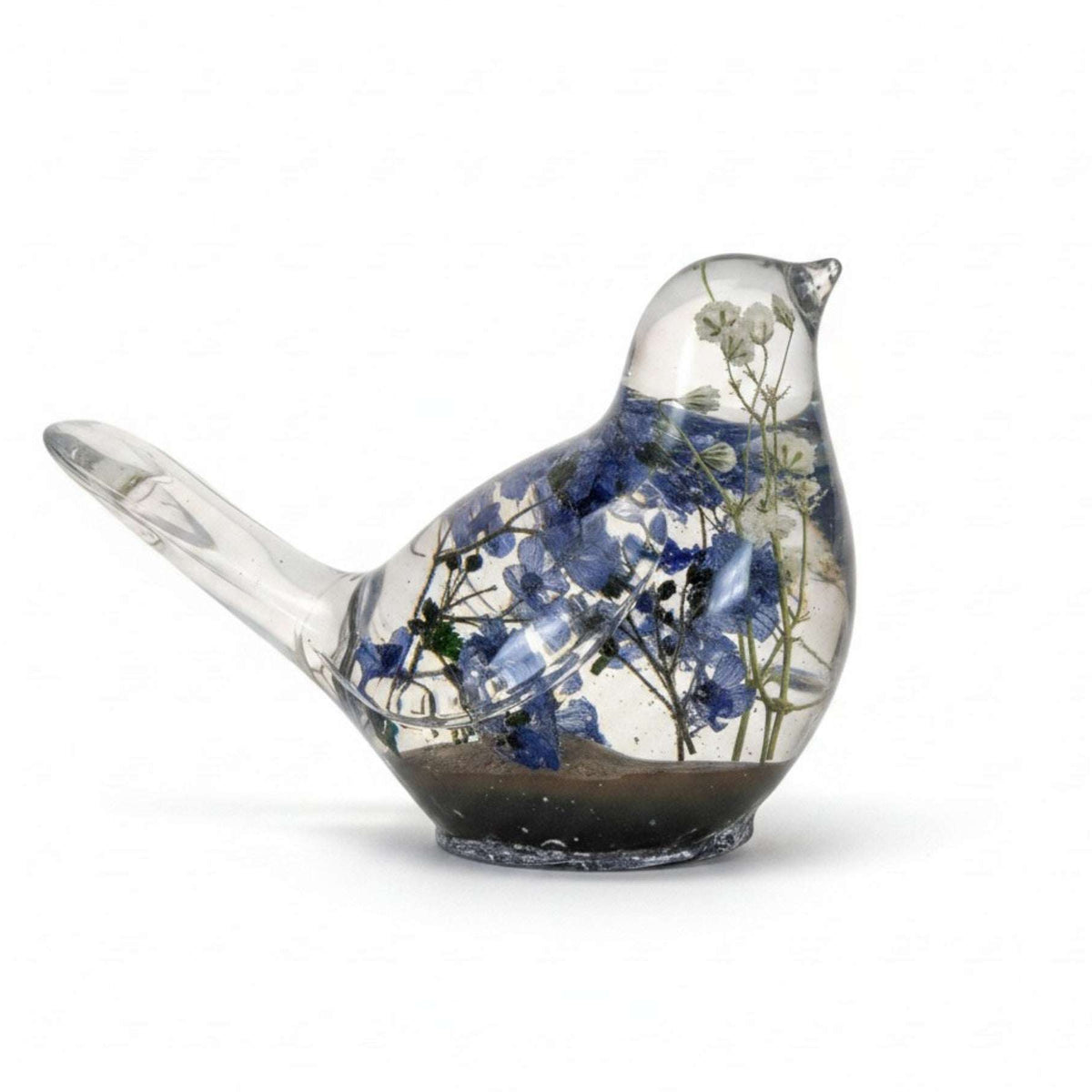 Handmade Memorial Resin Bird with Real Pressed Flowers