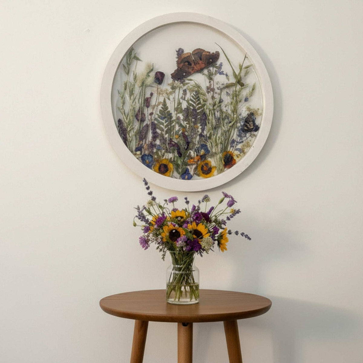 Boreal Forest Portal Handmade Monarch & Polyphemus Moth Botanical Art