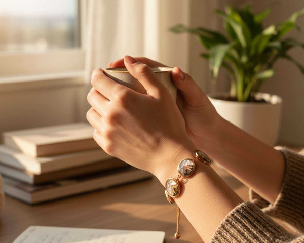 Gold Mountain Jewelry Set - Northern Lights Bracelet Pendant Earrings