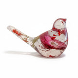 Ruby Rose Songbird resin decor with embedded real red rose and botanical details
