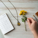 Birth Month Teardrop Pendant -Custom Order Real Pressed Flower Jewelry