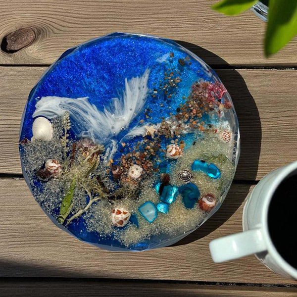 Ocean Wave Coaster Set of Four - Handmade Resin Beach Coasters
