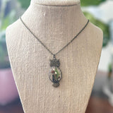 Enchanting Owl Mushroom Forest Pendant - Dried Ferns and Mushrooms