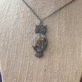 Enchanting Owl Mushroom Forest Pendant - Dried Ferns and Mushrooms