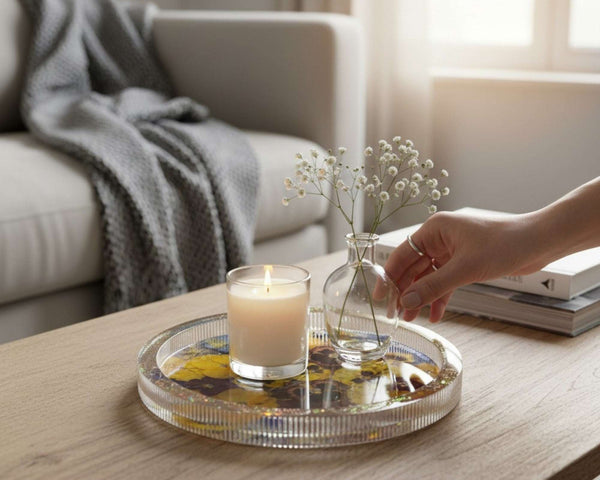 Floral Pansy Tray with Real Pressed Flowers Nature-Inspired Home Decor