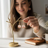 Pink Butterfly & Boreal Spring Bloom Handmade Hexagon Earrings