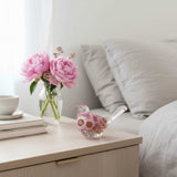 Pink Blossom botanical resin bird with real flowers and fluorite stones