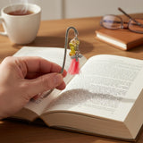 Rose Hive Bookmark honey bee bookmark handmade with silver hook, pink tassel and golden honeycomb resin charm