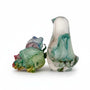 Blue Rose Songbird rainbow rose resin bird decor with real blue tinted rainbow rose in cool aqua resin, handmade Canada