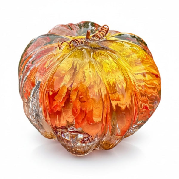 Copper Ember Strawflower Pumpkin | Resin Pumpkin Decor