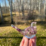 Handmade purple lupine resin bird poured in Cold Lake, Alberta