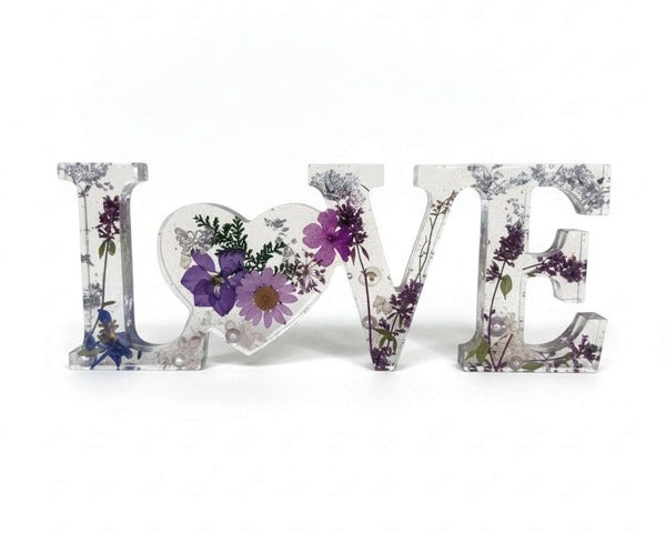 Pressed Flower Resin Decor Violet LOVE 