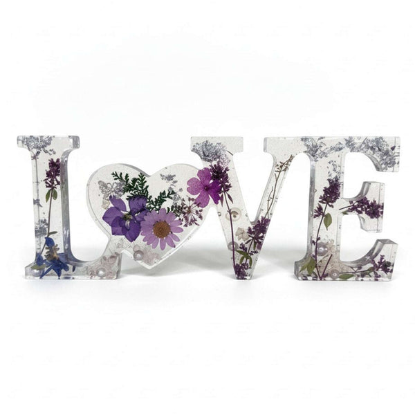 Pressed Flower Resin Decor Violet LOVE 