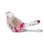 Red Wishes Songbird dandelion resin bird decor with floating seeds and red glitter, handmade in Canada