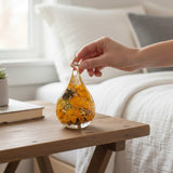 Resin Ring Holder: Golden Petal Drop Keepsake with Real Flowers