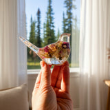 Eternal Rose Bird - Handmade Resin Bird with Real Flowers & Gold Leaf