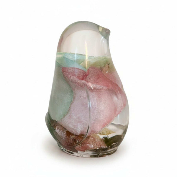Rainbow Rose Songbird rainbow rose resin bird decor with real preserved pastel rainbow rose in clear resin, handmade Canada