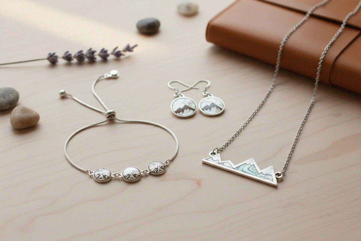 Mountain Jewelry Bundle-Northern Lights Bracelet Pendant & Earring Set