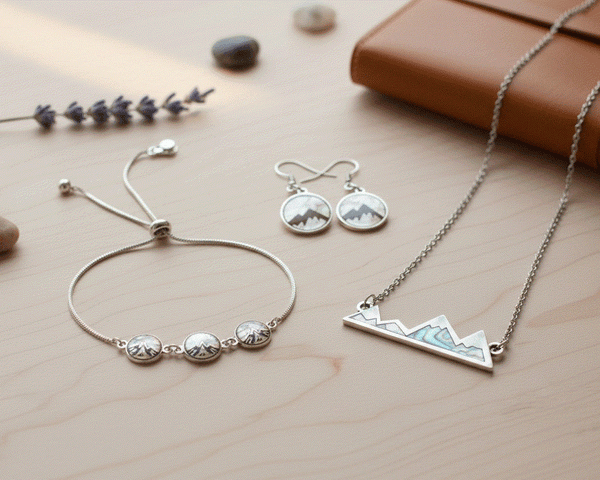 Mountain Jewelry Bundle-Northern Lights Bracelet Pendant & Earring Set