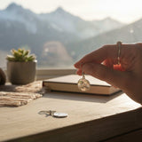 Handmade Silver Mountain Peak Silhouette Earrings with Northern Lights