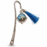 Ocean Anchor Bookmark ocean resin bookmark handmade with real sand seashells and sea turtle in silver anchor charm