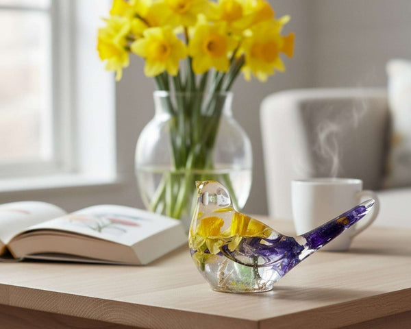 Springs First Songbird - Handmade Daffodil & Crocus Resin Bird
